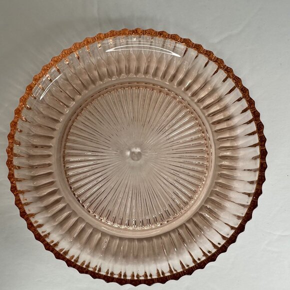 Anchor Hocking QUEEN MARY Pink Depression Glass Berry Candy Bowl Plate Set 1940s - Picture 10 of 15